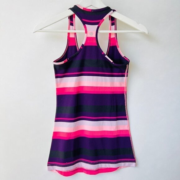 LULULEMON pink/ purple striped CRB tank size 2 J59 - Picture 2 of 5